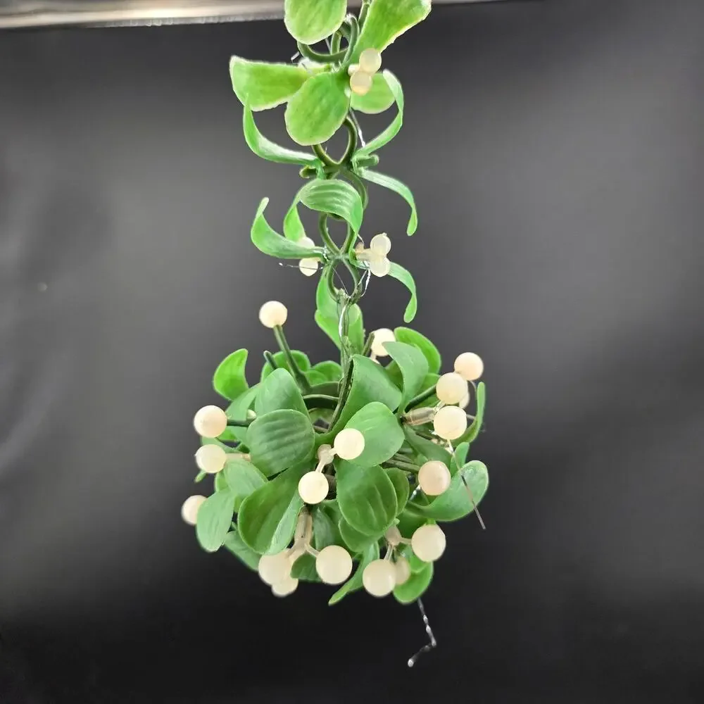 Artificial Mistletoe Hanging Bunch Holiday Christmas Decor Green & Cream Berries